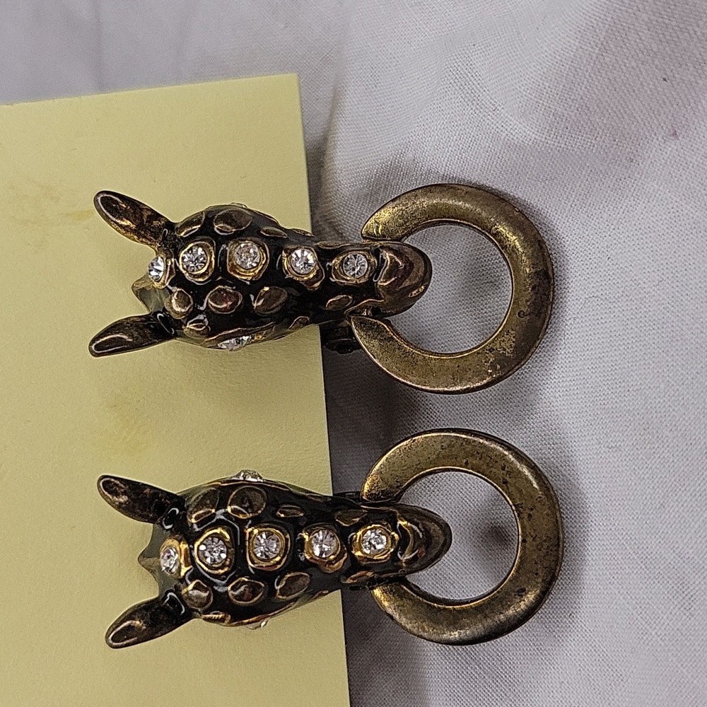 Vintage Dimond Bull Clip-On Earrings